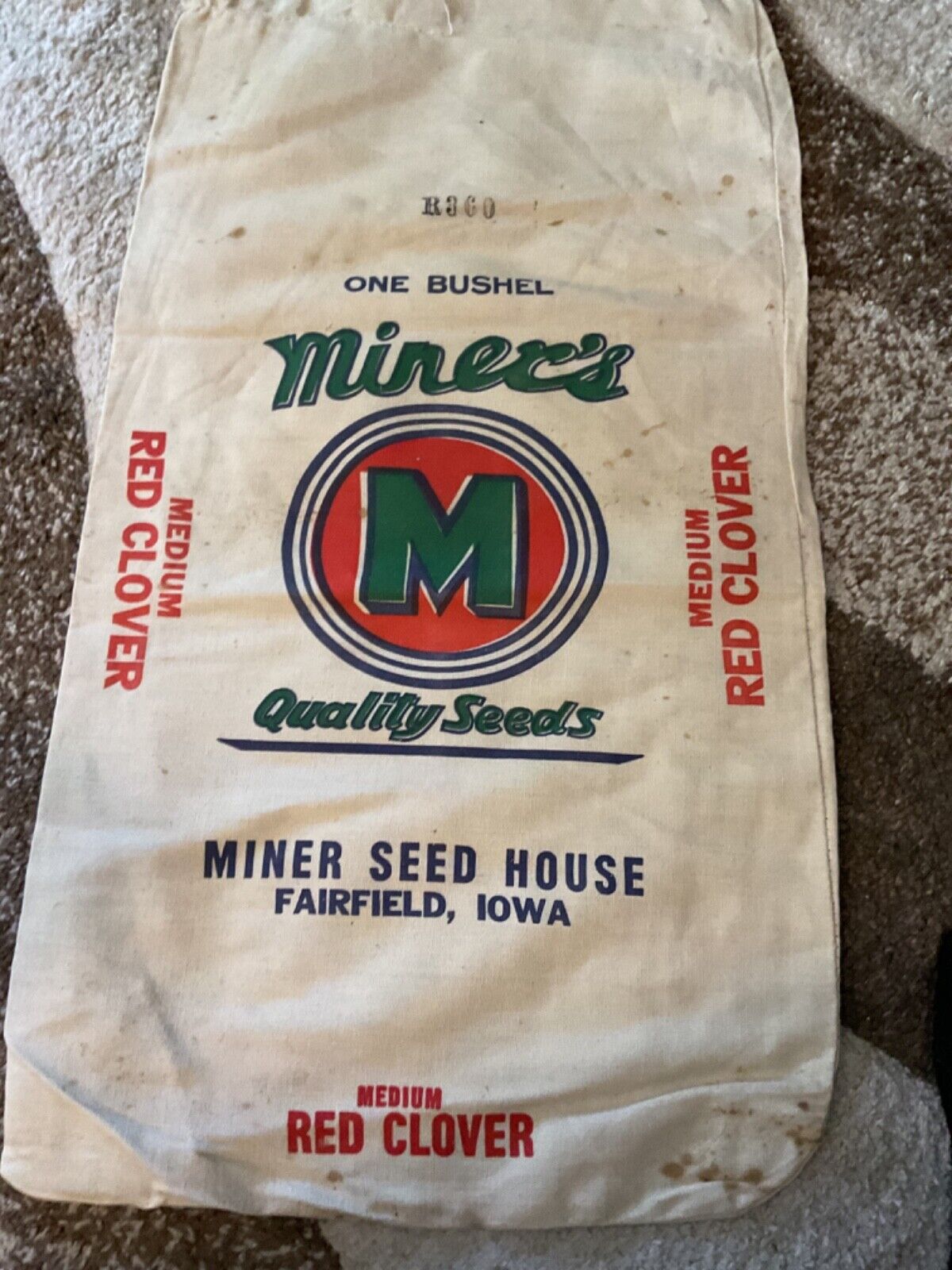 Vintage Miner Seed House Fairfield Iowa One Bushel Sack Red Cloverp