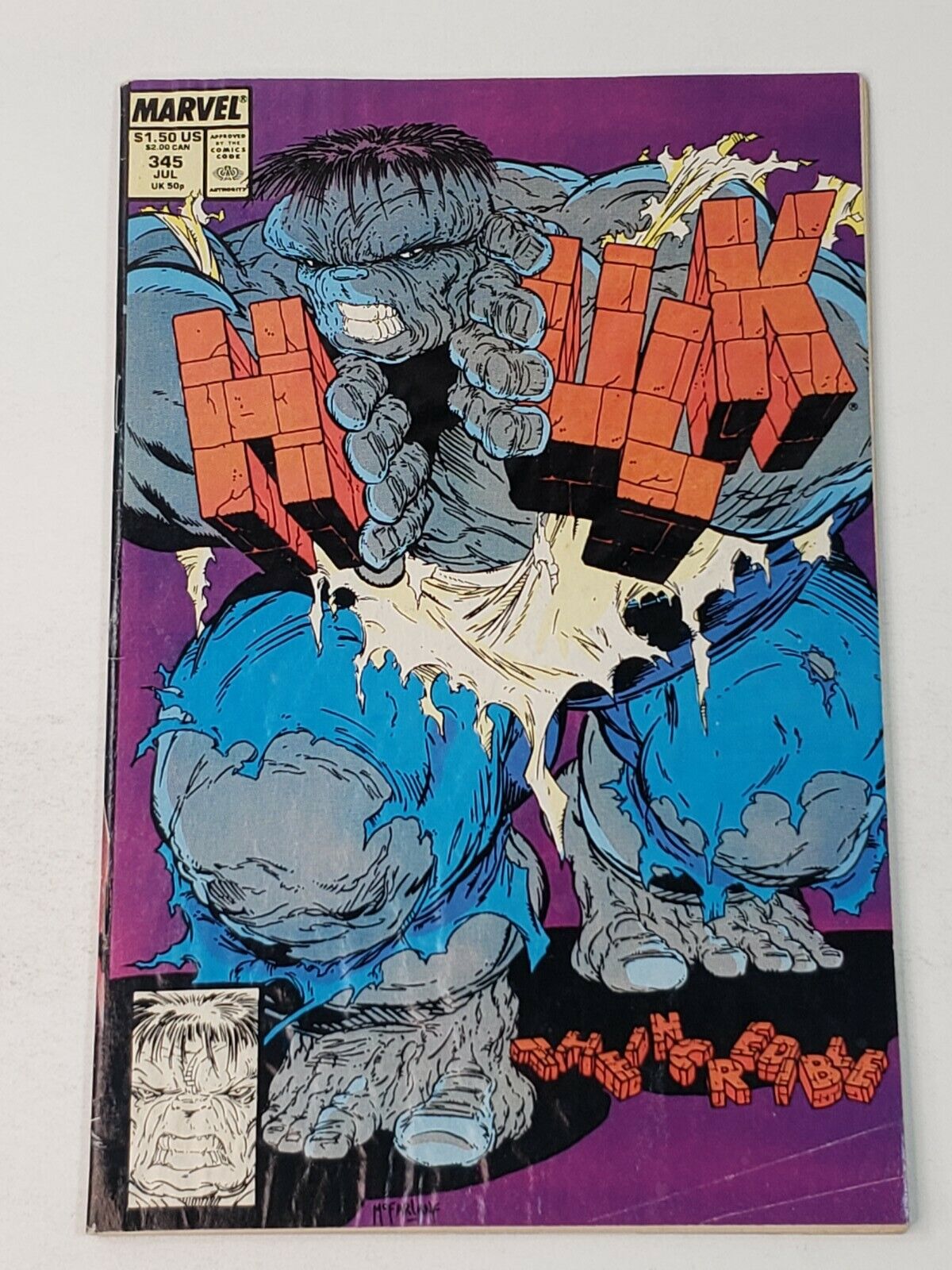 Incredible Hulk 345 Todd McFarlane iconic cover Marvel Comics 1988 lower grade