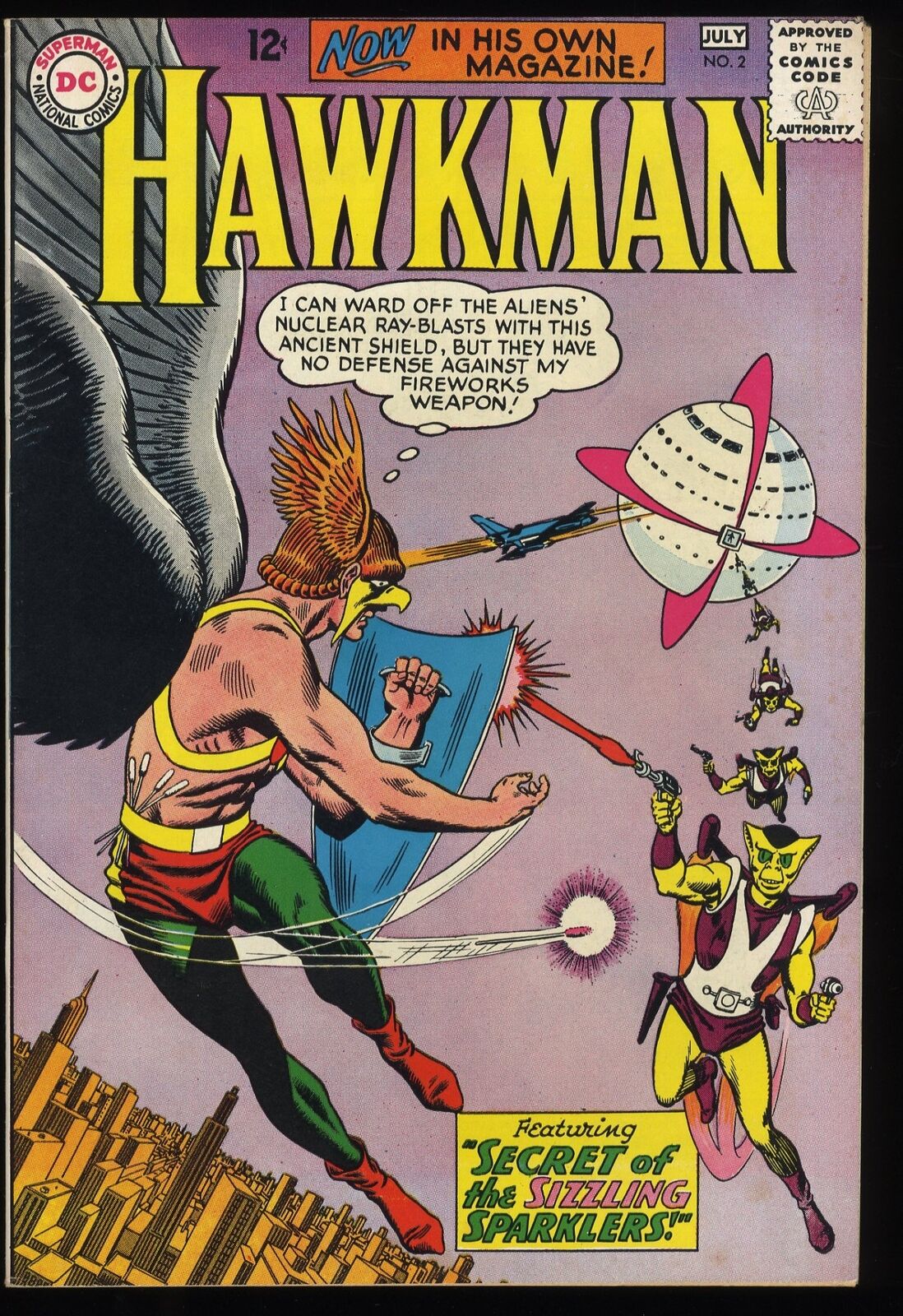 Hawkman #2 VF 8.0 Sheldon Moldoff Artwork Sizzling Sparklers DC Comics 1964