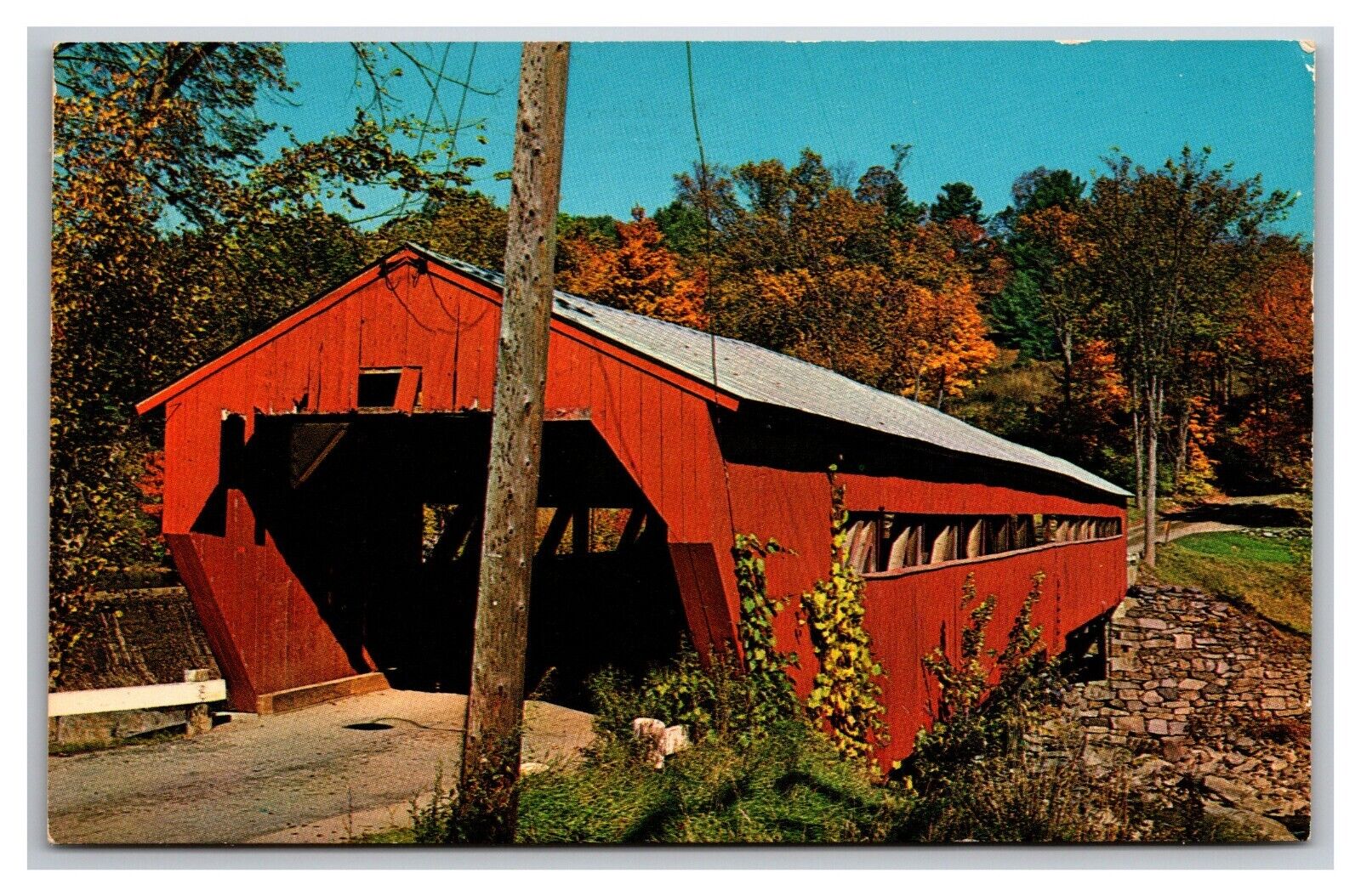 Taftsville Covered Bridge Woodstock VT Vermont over Ottauquechee River Postcard