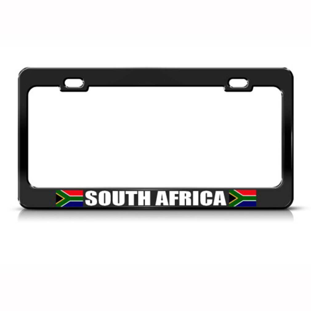 South Africa Flag Black Country Steel Metal License Plate Frame