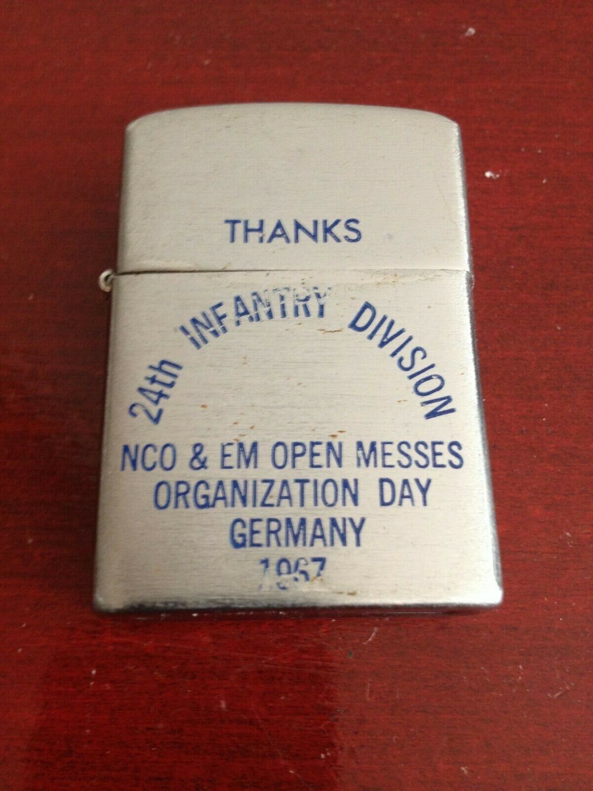 RARE 1967 SURE-LITE THANKS 24th INFANTRY DIV NCO EM OPEN MESSES ORG DAY GERMANY