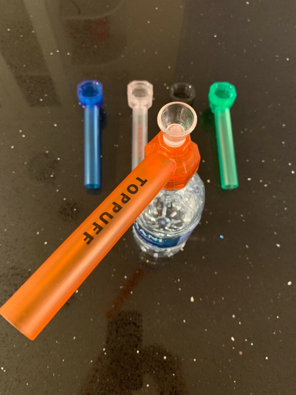 Orange Top Puff Portable Hookah Screw on Bottle Converter Water Glass Bong Pipes