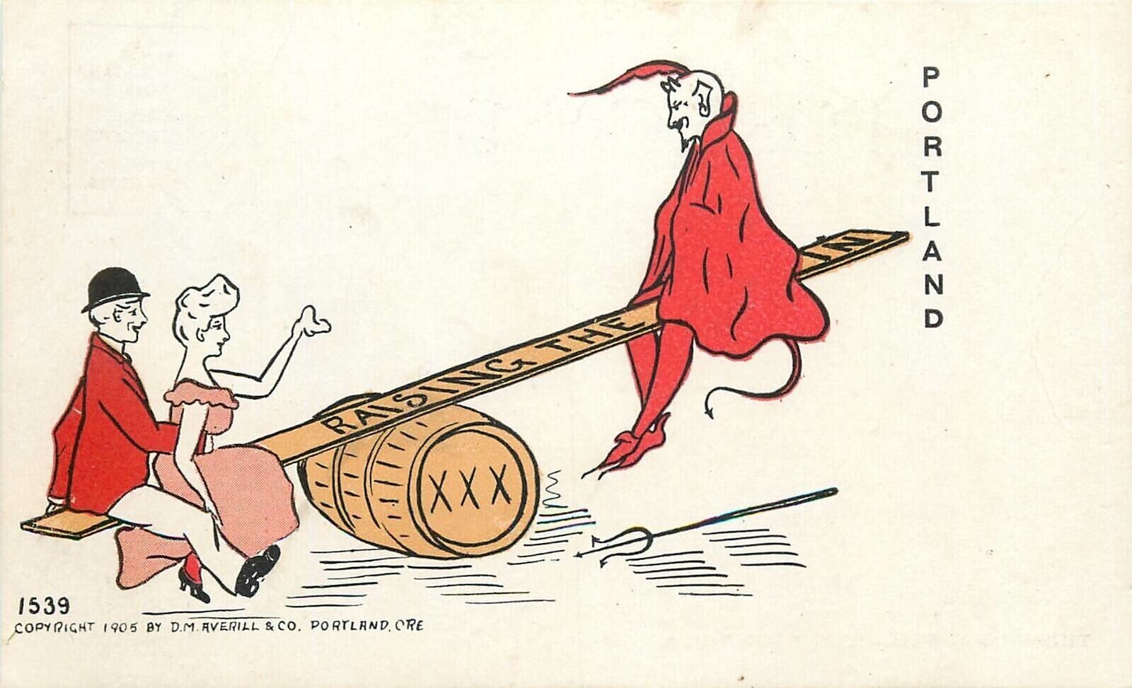 Artist D. M. Averill 1905 Raising the Devil in Portland Krampus swing couple