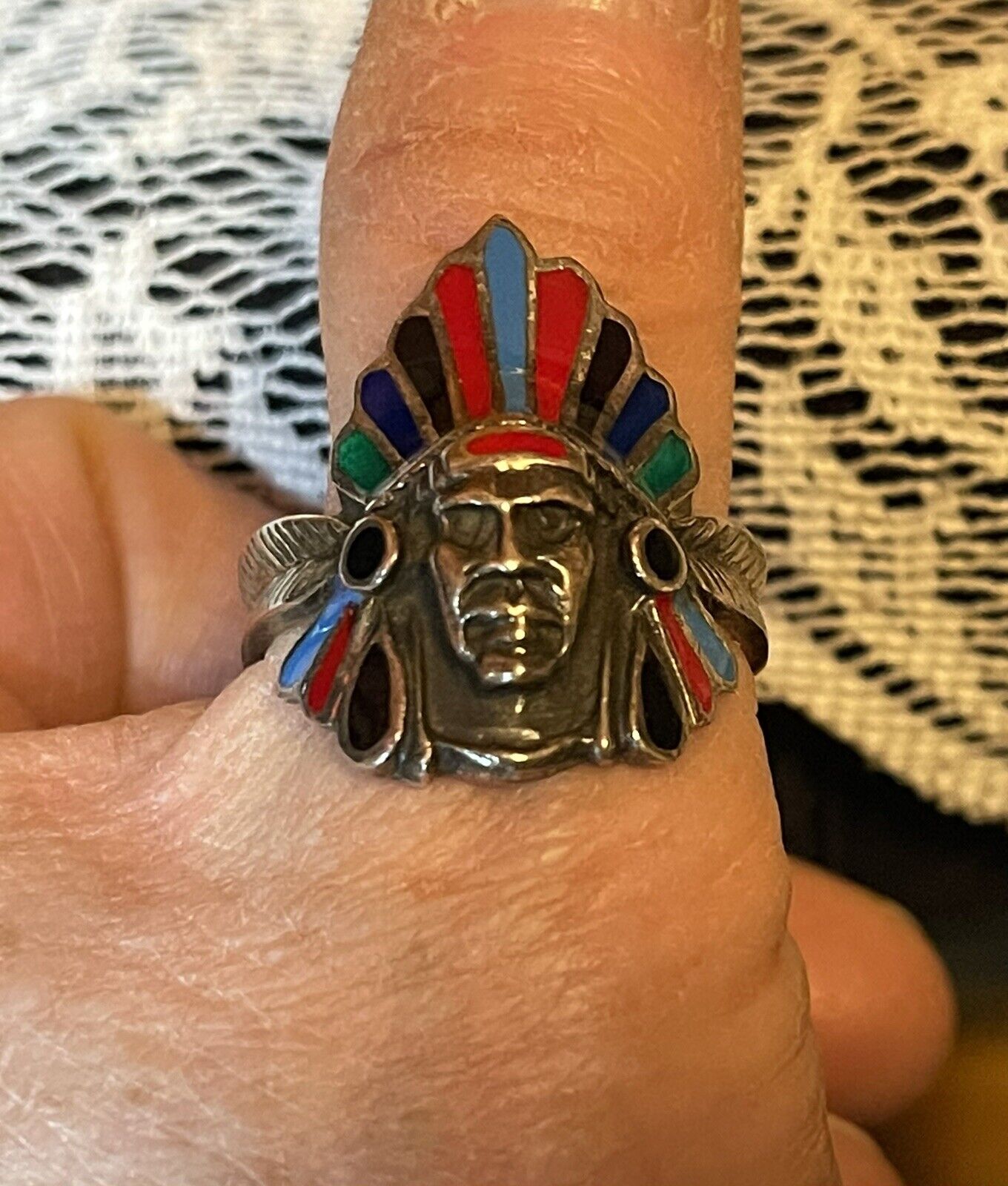 VINTAGE CHIEF INDIAN HEAD RING   LARGE