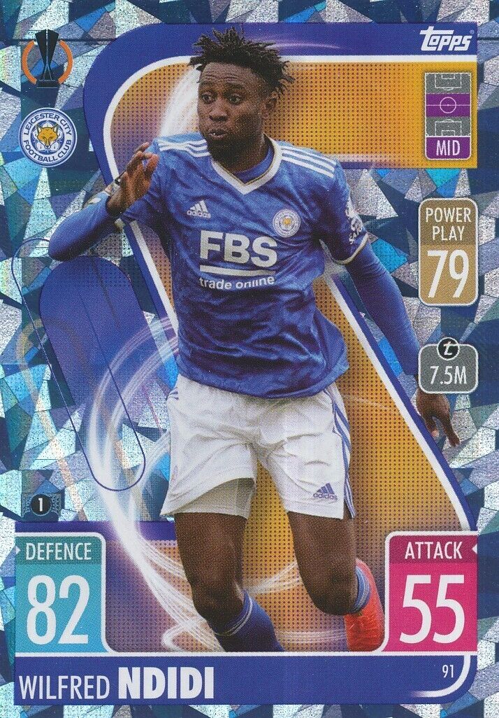 091 LEICESTER CITY.FC - NDIDI WILFRED CRYSTAL CARD TOPPS EUROPA LEAGUE 2022