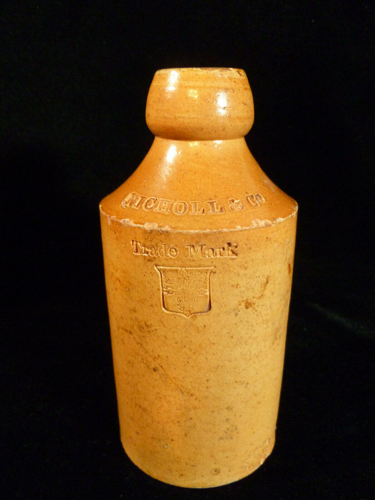 Signed Doulton Lambeth Nicholl & Co. Colchester Stone Ginger Beer Bottle – 1875
