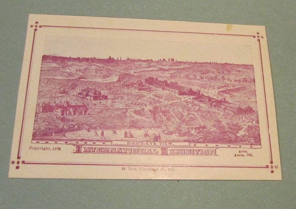 1876 Philadelphia International Exhibition Bird's-Eye View M. Burt Souvenir Card