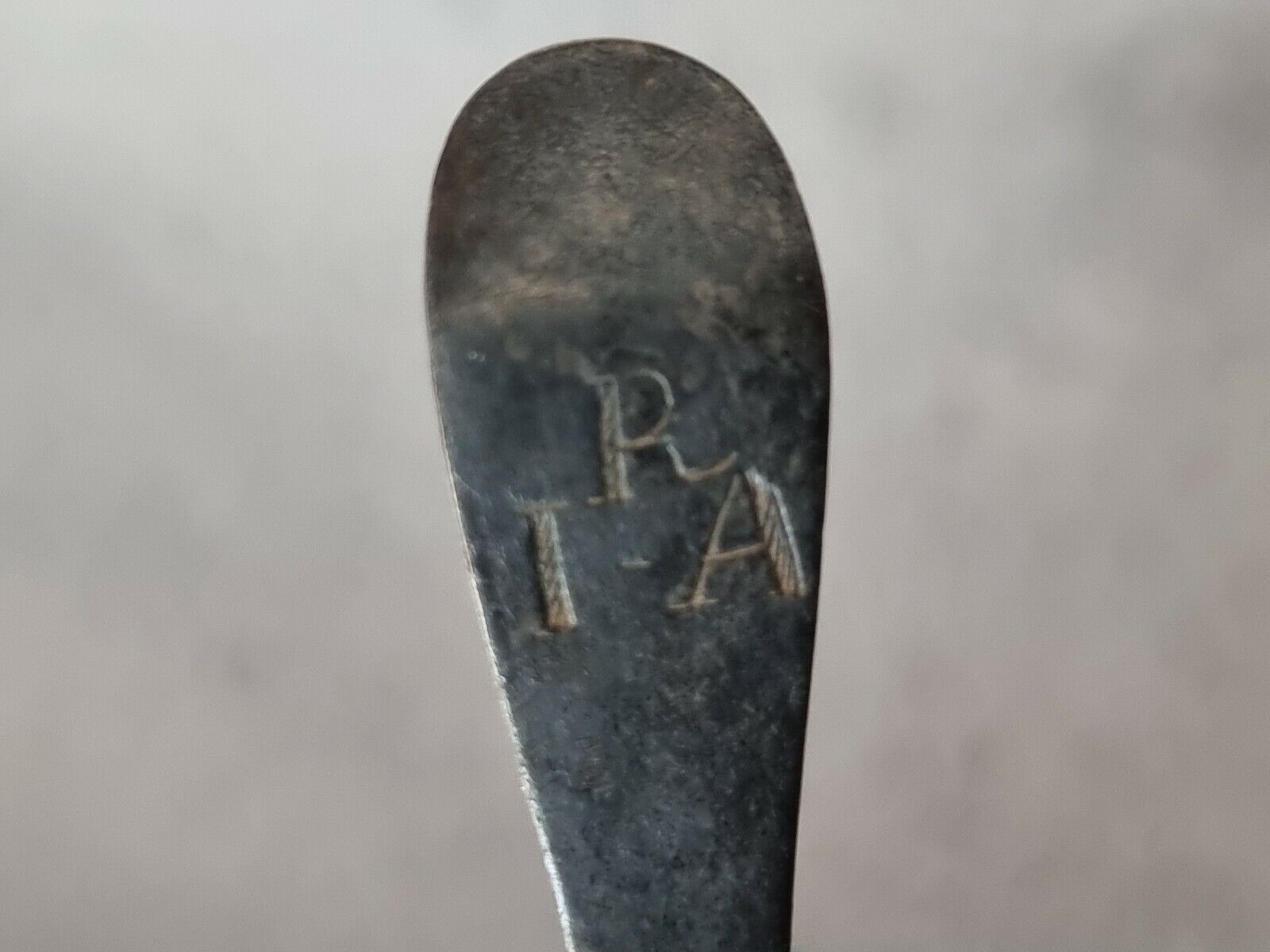 Antique solid silver spoon hand made marked IRA Please read description. LD8y