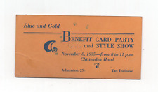 Vintage 1930s Columbus Ohio Ephemera Chittenden Hotel Party Show Ticket 1935 picture