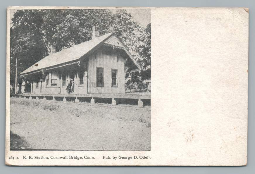 Railroad Station CORNWALL BRIDGE Connecticut~Antique Train Depot Postcard 1910s