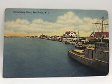 Postcard Shrewsbury River Sea Bright New Jersey Boats Linen Posted 1957 picture