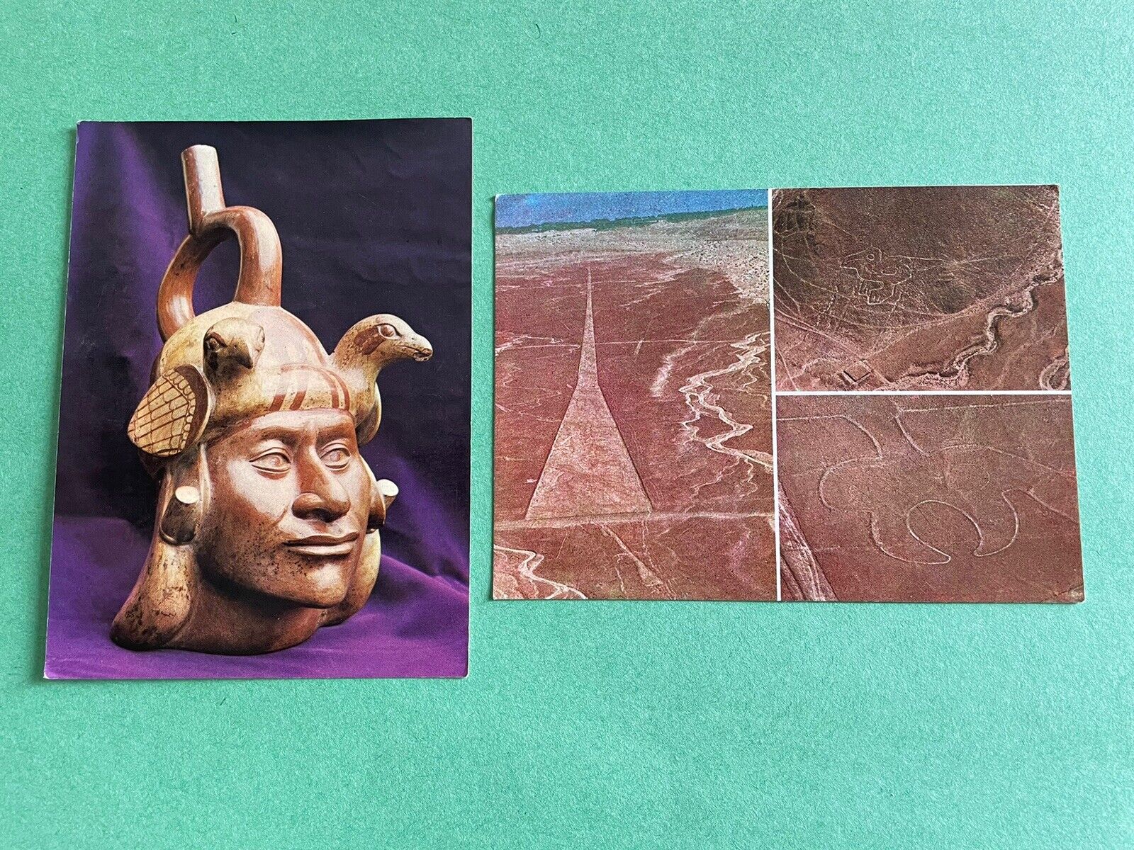 Nazca (Amphitheater) & Lima (ceramic Human Face) Peru Postcard From 1982 Unused