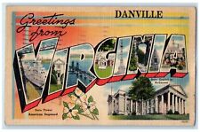 1944 Large Letter Greetings From Danville Virginia VA Posted Vintage Postcard picture