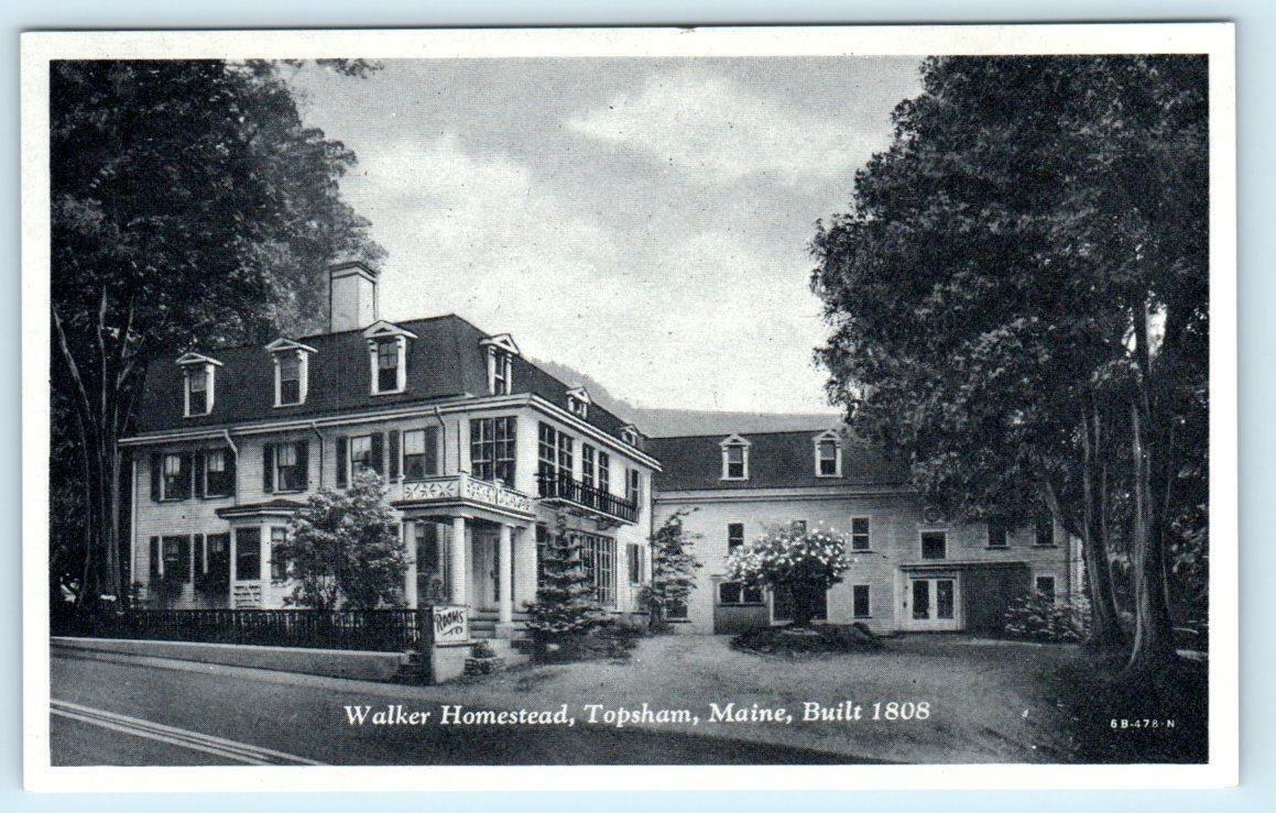 TOPSHAM, Maine ME ~ WALKER HOMESTEAD Sagadahoc County c1940s Postcard