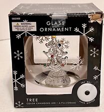 New Robert Stanley Christmas Tree Ornament Glass Globe Led Color Changing Lights picture