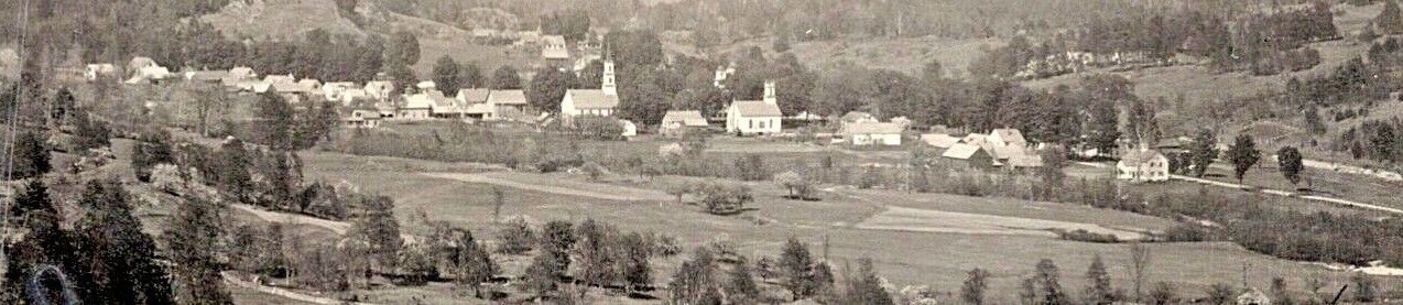 c1910 Newfane, VT, birdseye view, village, RPPC, real photo, churches vintage