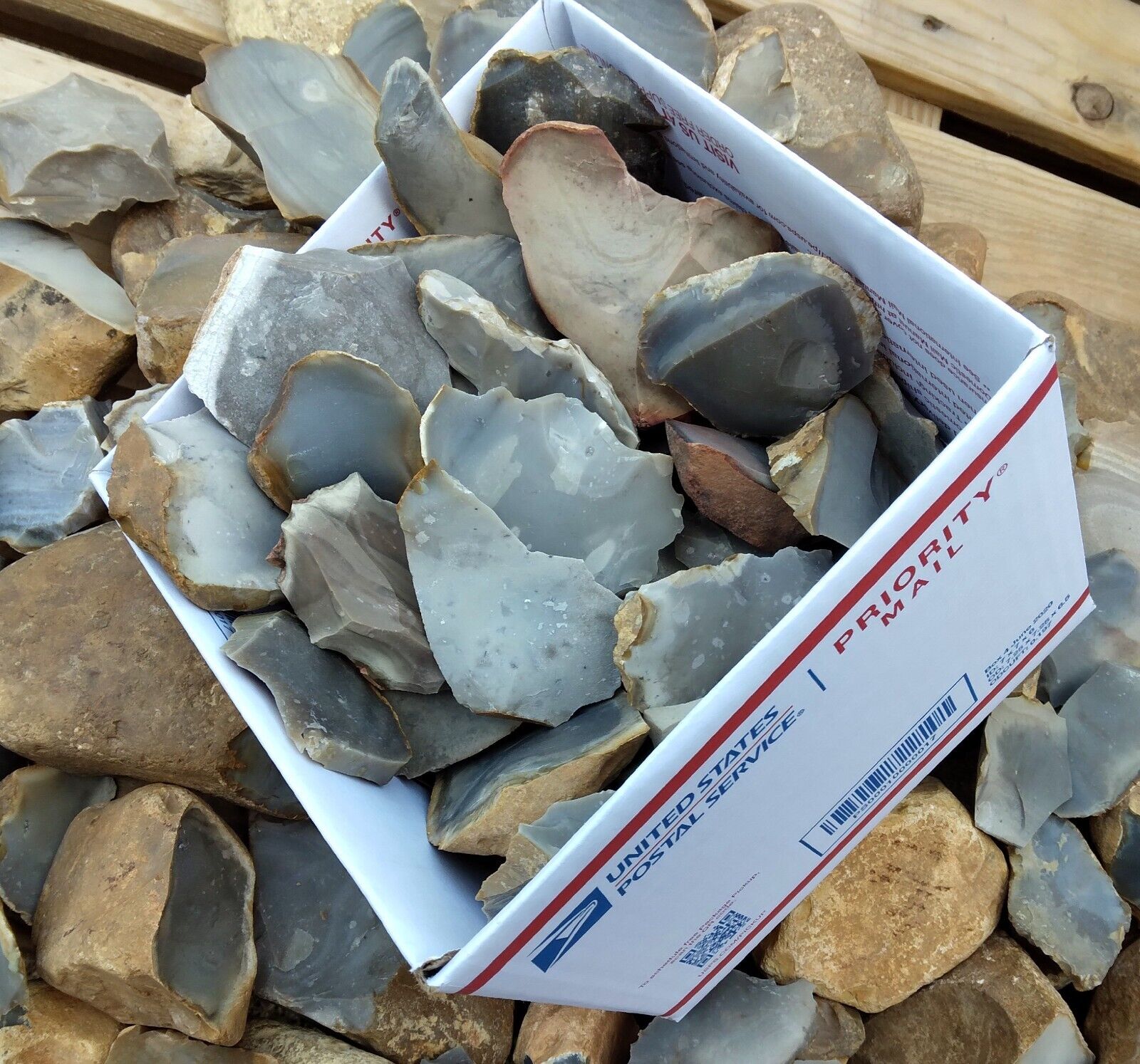 Flint Knapping Material - 5lbs Stone Spalls and Flakes - Texas Chert - 
