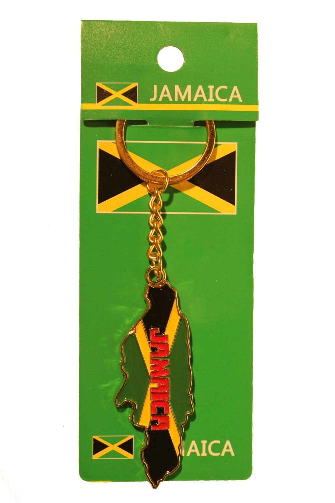JAMAICA Flag Country Shape METAL KEYCHAIN .. New