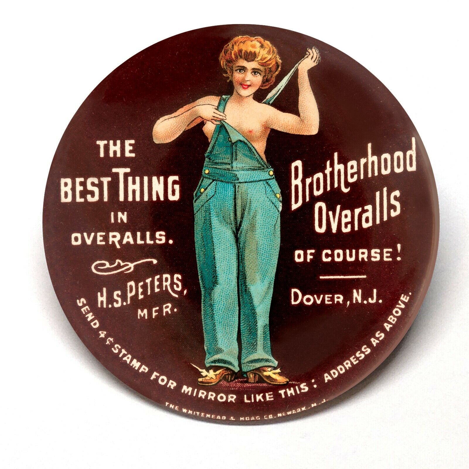 Brotherhood Overalls Dover New Jersey Advertising Pocket Mirror