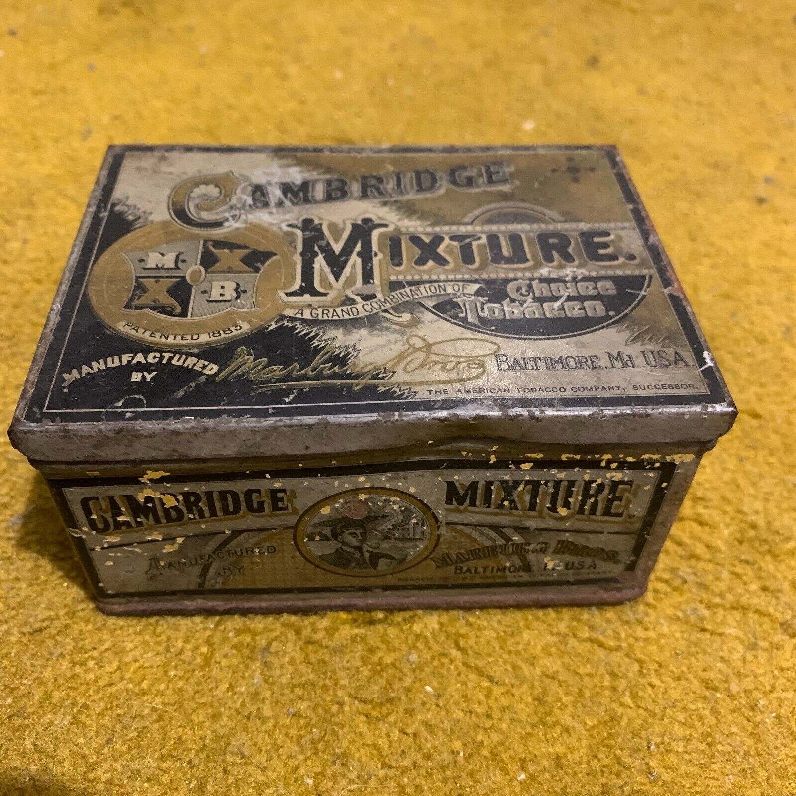 Rare Vintage Cambridge Mixture Marburg Bros Plug Cut Cigar Pipe Tobacco Tin MD