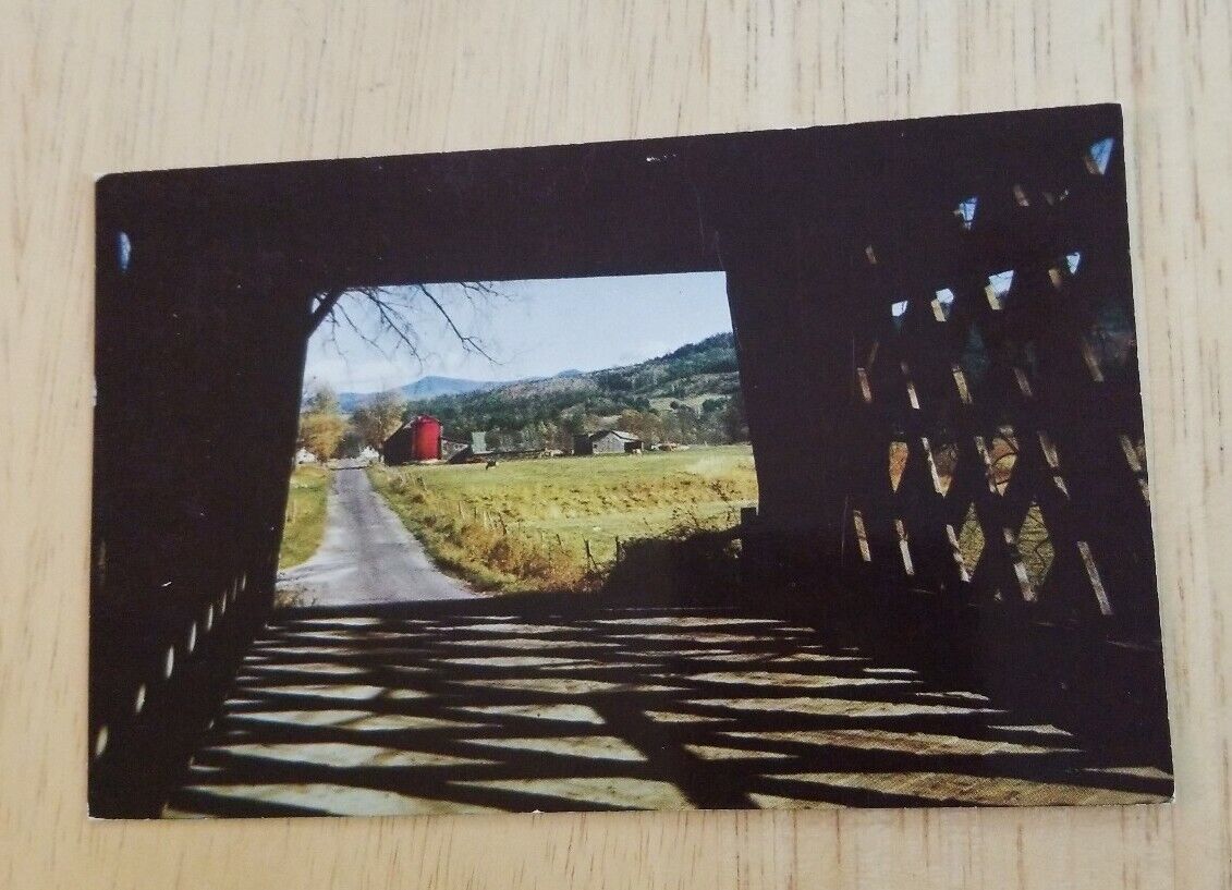 Vintage postcard Farm Scene Covered Bridge Rutland Vermont George B Biggs New VT
