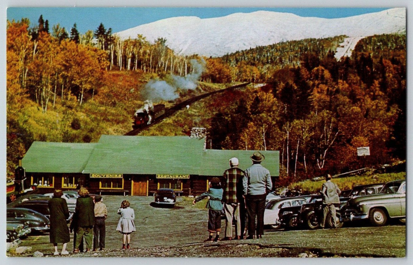 Postcard~ Base Station World's First Cog Railway~ Mt. Washington, NH