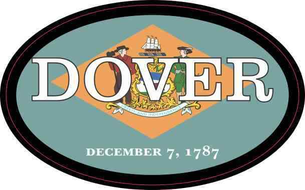 4in x 2.5in Oval Delaware Flag Dover Sticker Car Truck Vehicle Bumper Decal