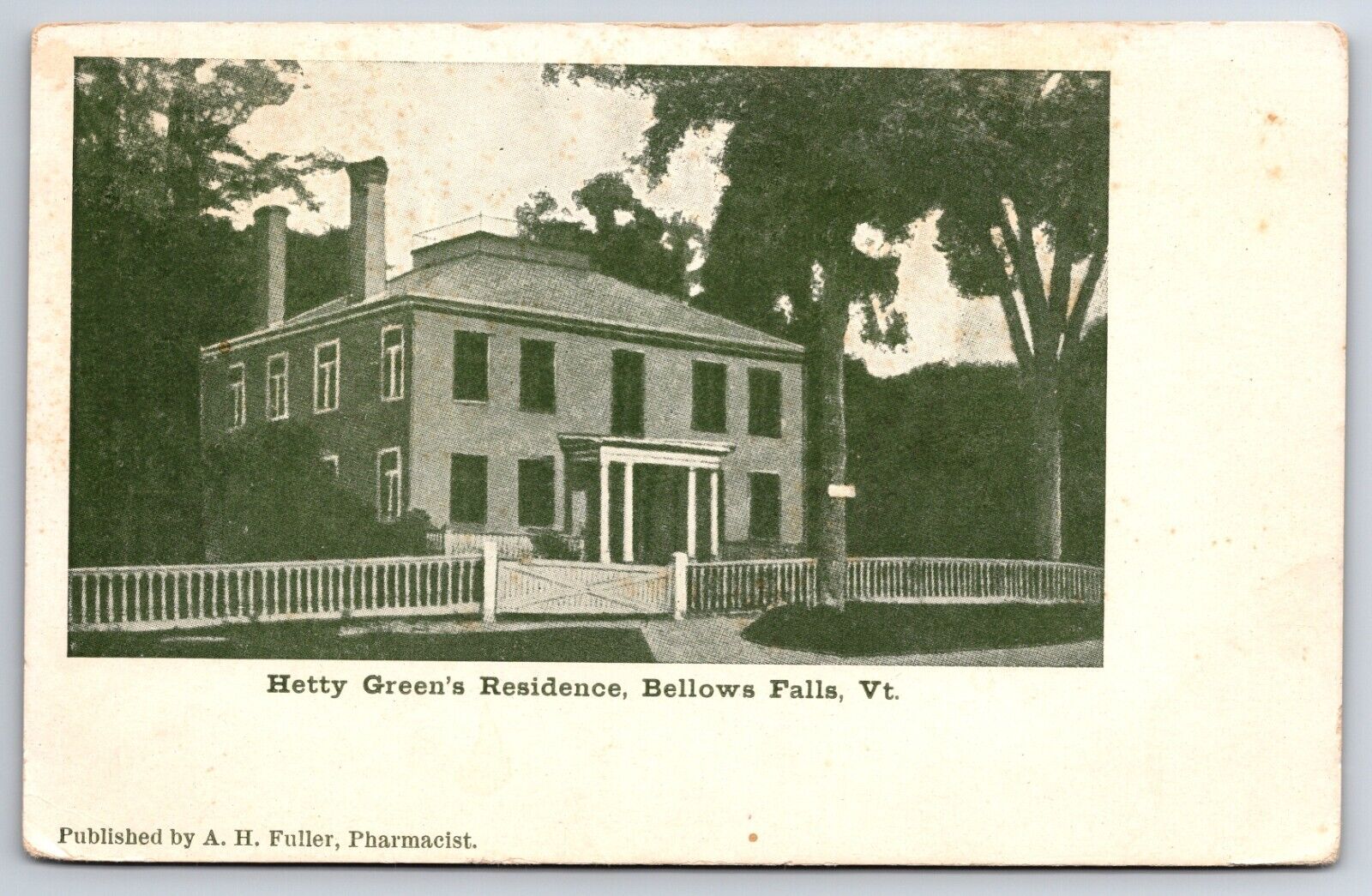 Hetty Green's Residence Bellows Falls Vermont VT c1900's Vintage Postcard