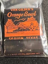 VINTAGE MATCHBOOK - VAN GILDER'S ORANGE BOWL MEXICAN - SEGUIN, TX - UNSTRUCK picture