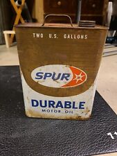 SPUR 2 Gallon Durable Motor Oil Can Gas Station & Oil Collectibles Antique Empty picture