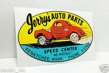 JERRY'S AUTO PARTS Washington Vintage Style DECAL / STICKER, rat rod, racing,car picture