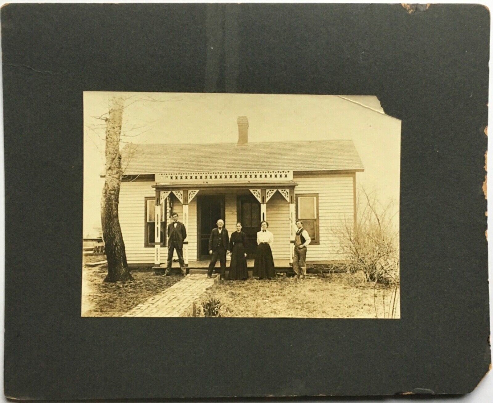 Antique c1890 Old Original Brownington Missouri MO House Home Cabinet Photograph