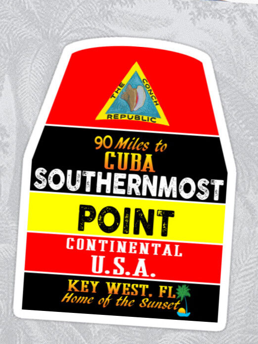 Key West Florida Vinyl Sticker Cuba Southernmost Point Marker Decal 4