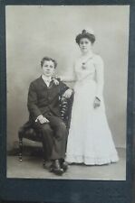 Cabinet Card Photo Couple Man Woman Wedding Nurse? Norwich CT Stevens Vintage picture