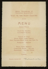 1925 MENU WORLD FEDERATION OF EDUCATION ASSOCIATIONS VISIT SCOTT COUNTRY 18-20 picture