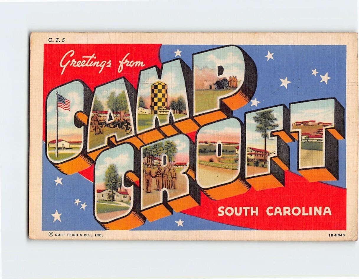 Postcard Greetings from Camp Croft South Carolina USA