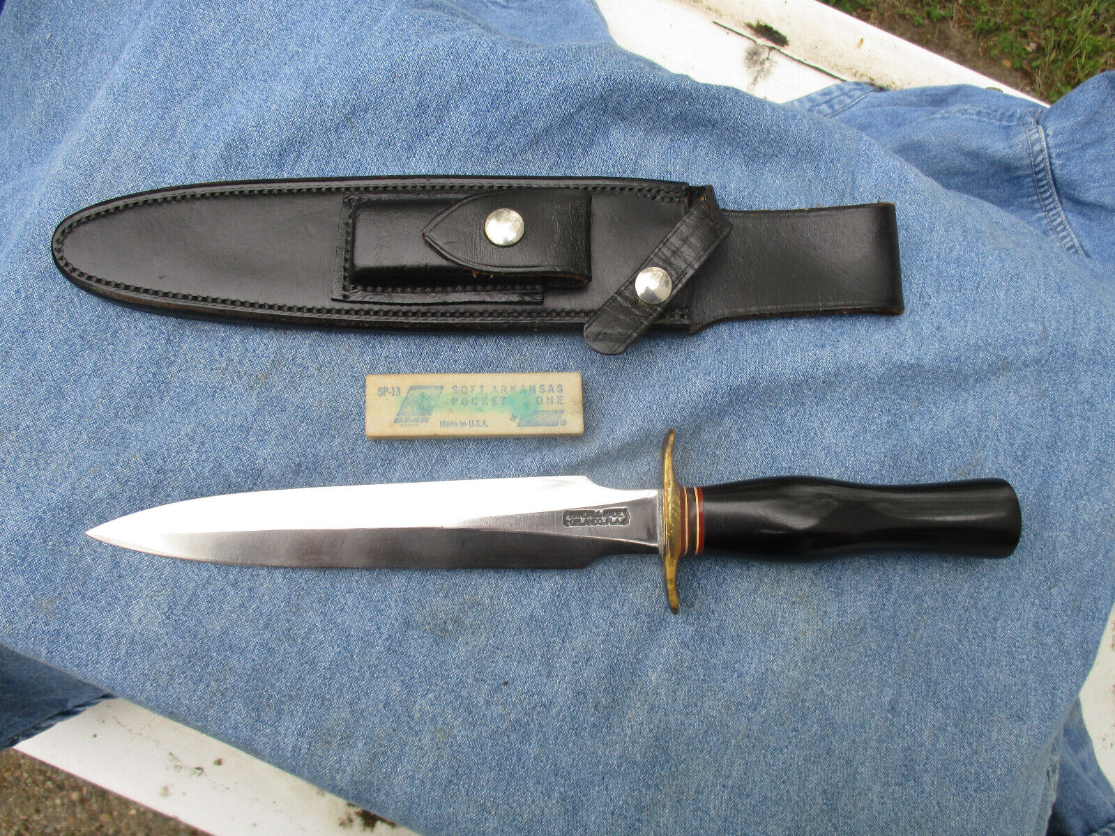Vintage Randall Knife 2-8 Stiletto Seven Spacer Commando Handle Black Sheath