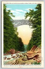 Quechee Gulf Bridge Ottauquechee River Dewey Mills Vermont Coolidge UNP Postcard picture