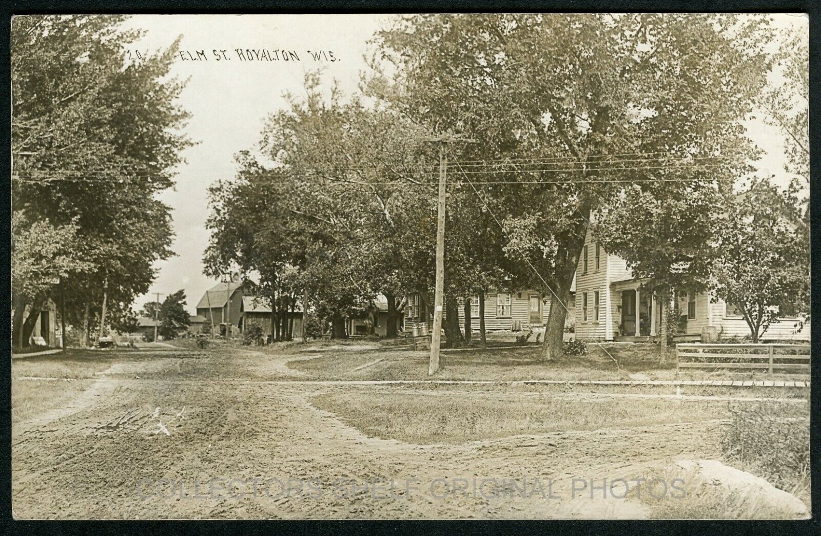 ROYALTON WISCONSIN ELM STREET 1912 RPPC REAL PHOTO POSTCARD