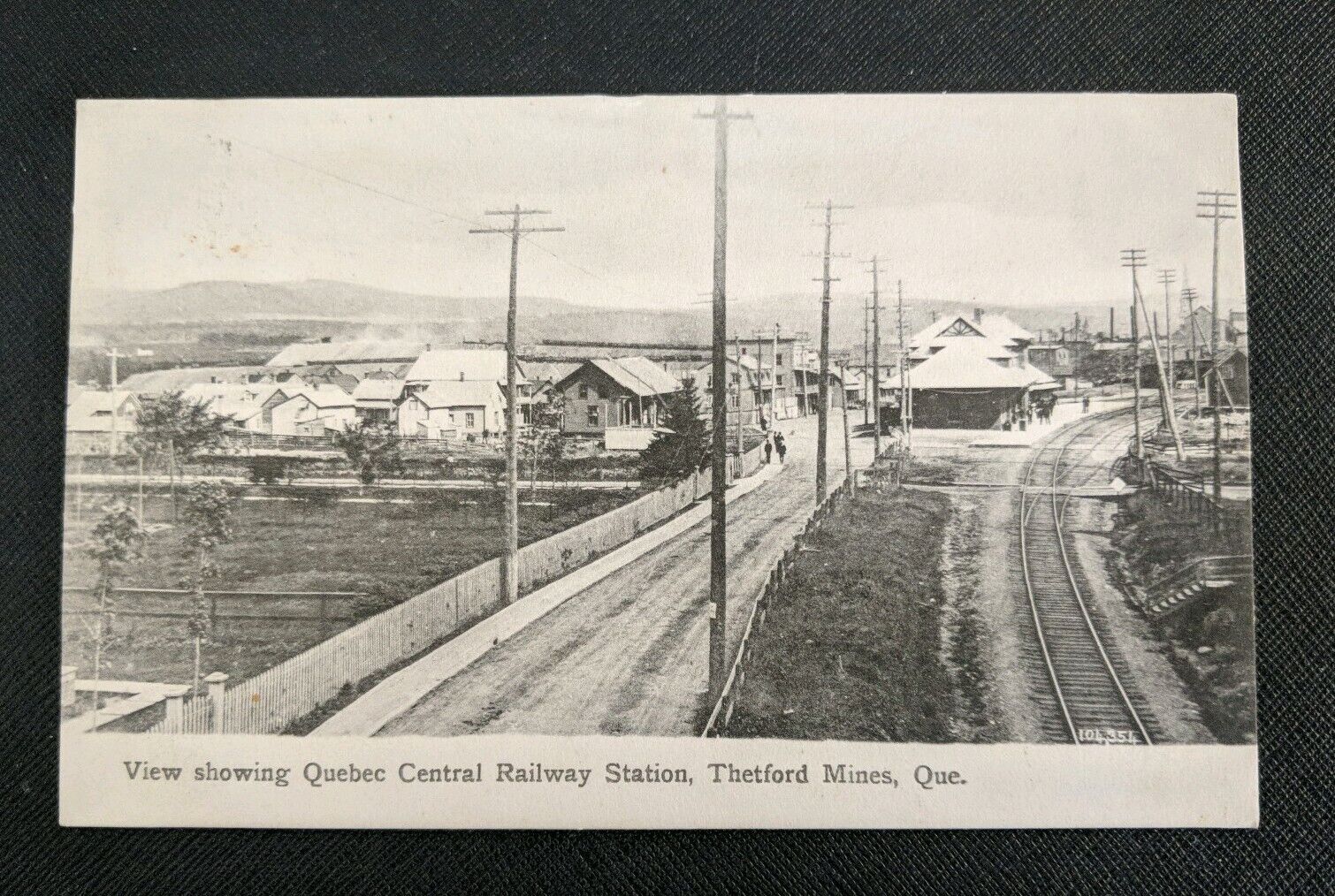 Antique Quebec Central Railway Station Railroad Postcard ~ Thetford Mines Quebec