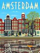 Amsterdam Holland Netherlands Retro Travel Art Poster Advertisement Print picture