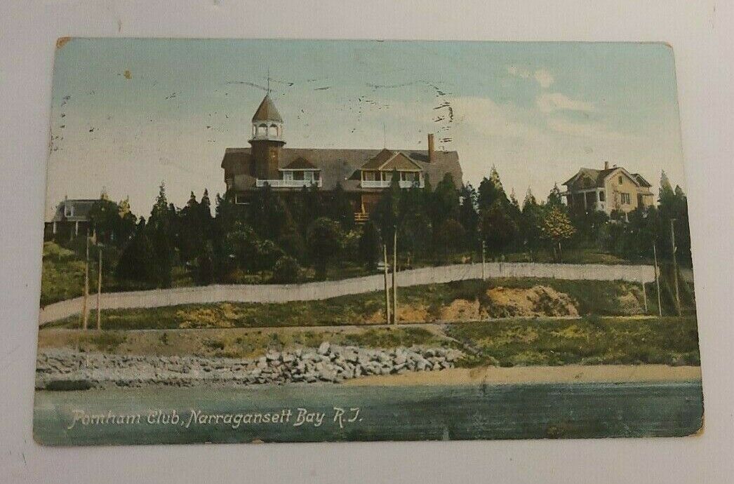 Vtg Postcard 1908 POMHAM CLUB Narragansett Bay Newport, RI Rhode Island #472