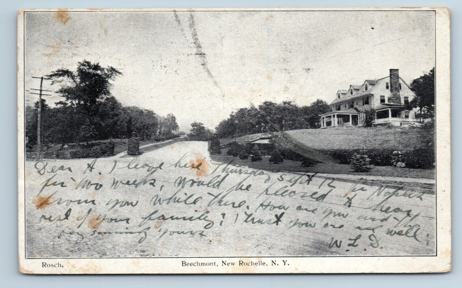 Postcard Beechmont, New Rochelle NY 1907 (fair condition) A159