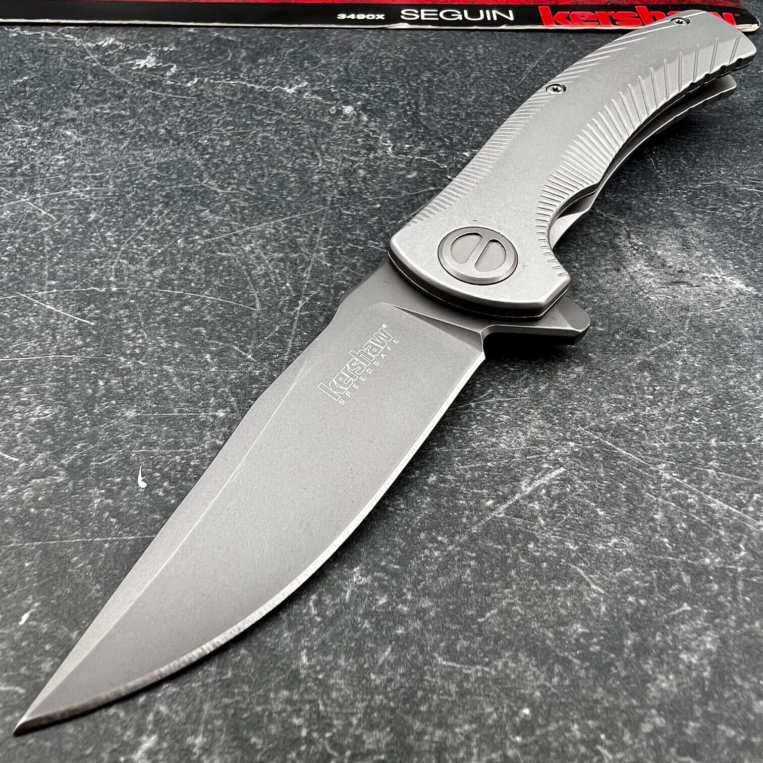 Kershaw Seguin Gray Assisted Opening Framelock EDC Folding Flipper Pocket Knife