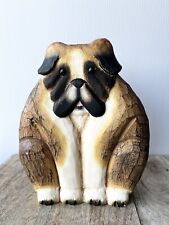 James Haddon Folk Art Wood Dog St.Bernard Hand Carved Philippines picture