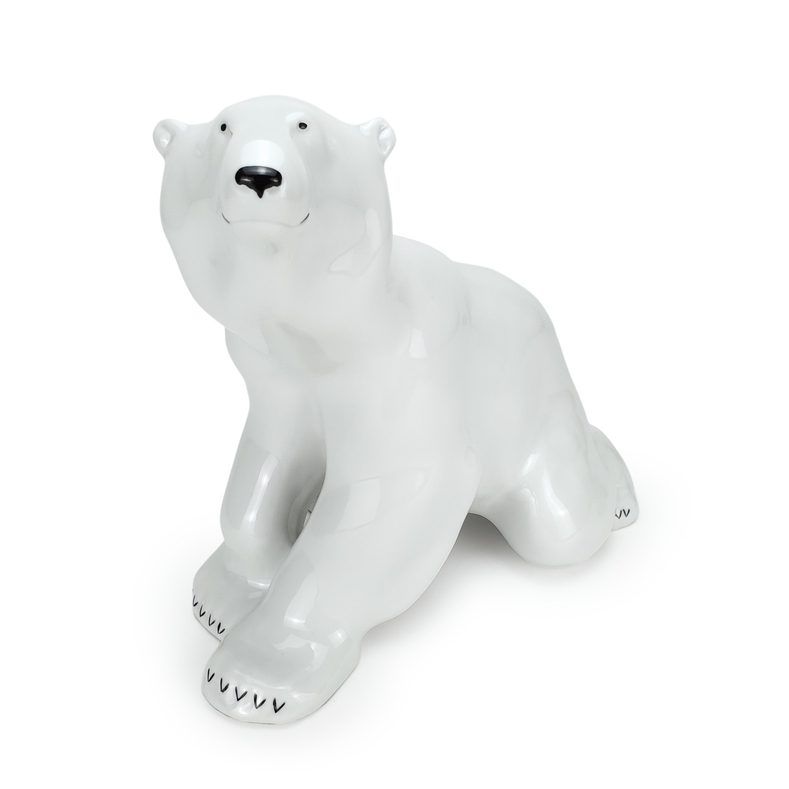 Imperial Lomonosov Sitting Polar Bear Porcelain USSR Russia Statue 1G