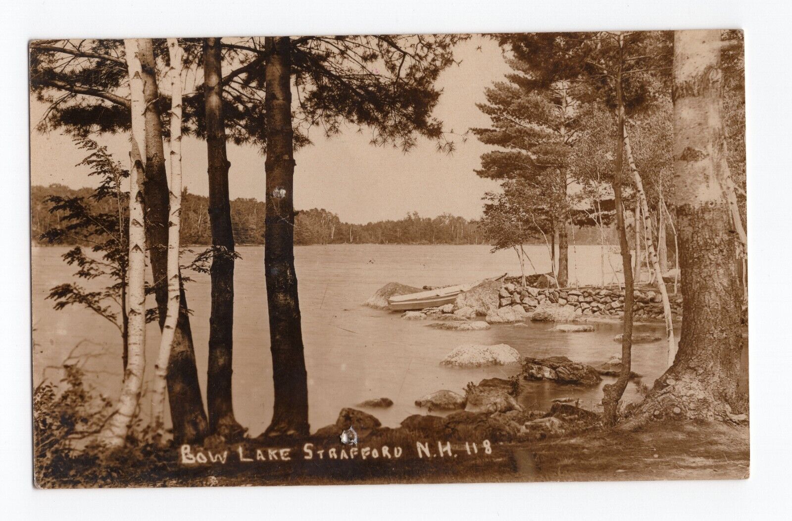 RPPC Bow Lake Strafford N.H. New Hampshire Real Photo Postcard Vintage Pre-1930