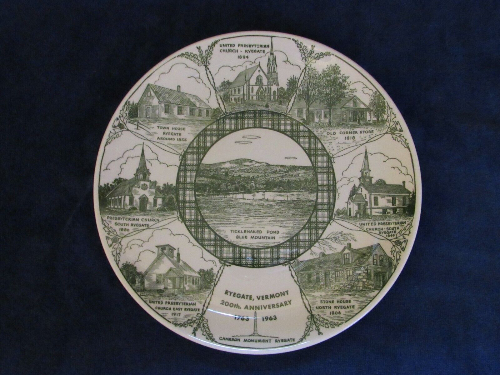 Ryegate Vermont 1963 200th anniversary Plate Kettlesprings Kilns 10\
