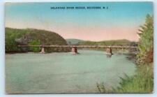 BELVIDERE, New Jersey NJ ~ Handcolored DELAWARE RIVER BRIDGE  Postcard picture